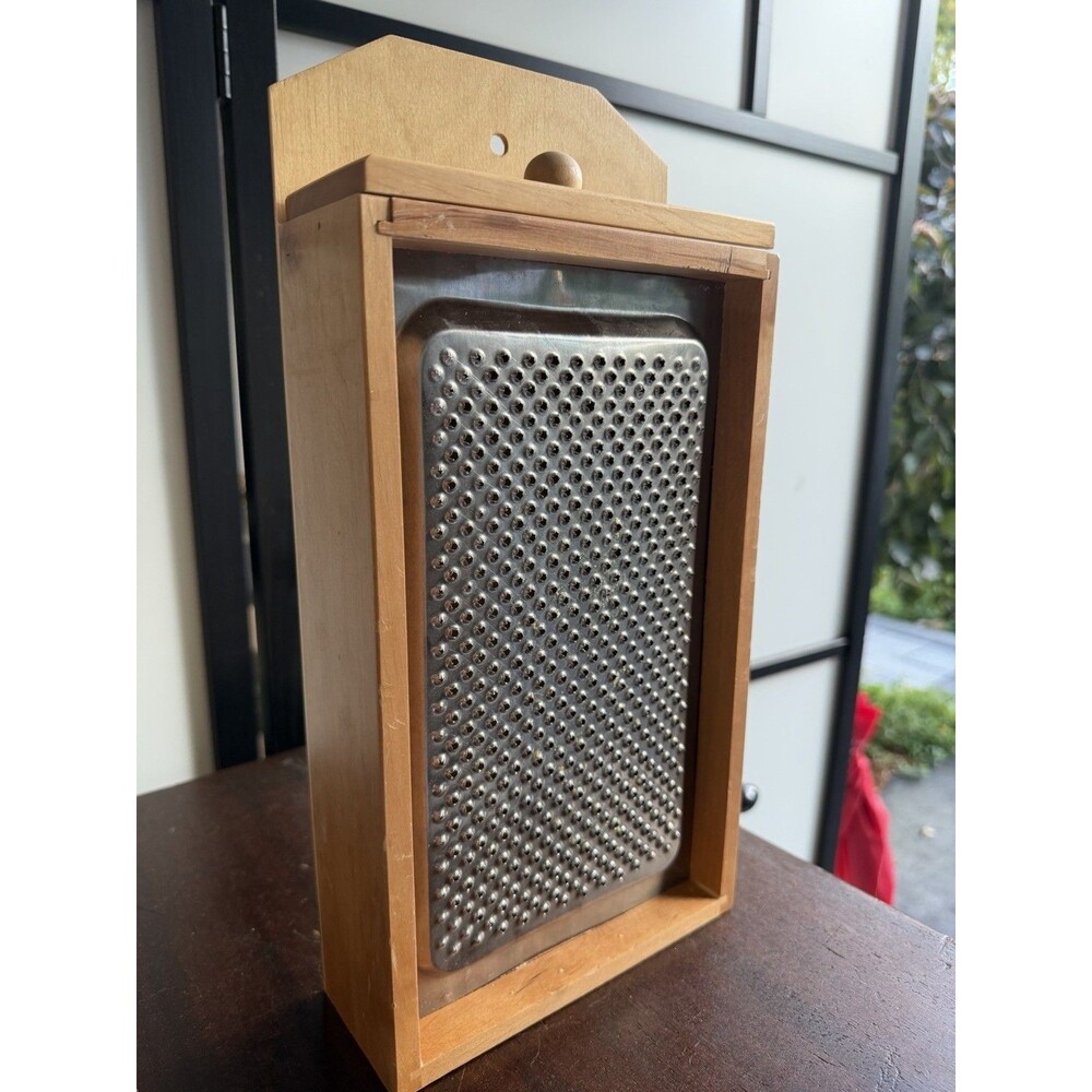 Italian Hanging Wooden Box Grater With Pull Out Drawer